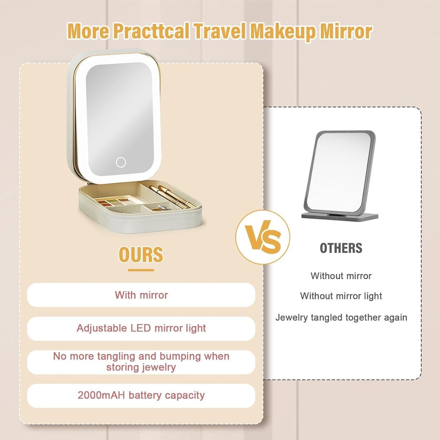 LED Mirror White Jewelry Box