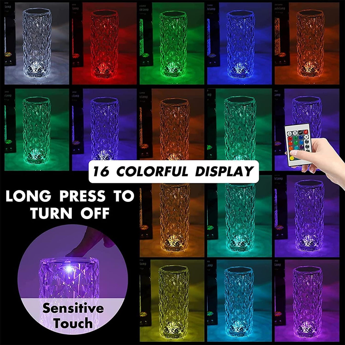 Rose Crystal Diamond Table Lamp (16 Color)